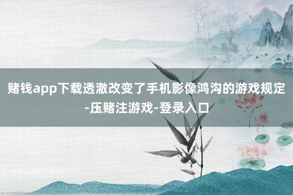赌钱app下载透澈改变了手机影像鸿沟的游戏规定-压赌注游戏-登录入口