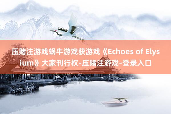 压赌注游戏蜗牛游戏获游戏《Echoes of Elysium》大家刊行权-压赌注游戏-登录入口
